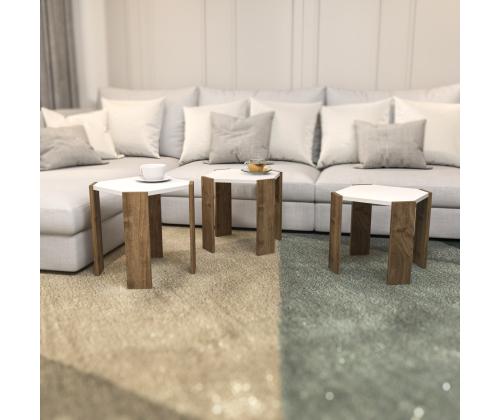 Kohvilaud Lori - White, Walnut