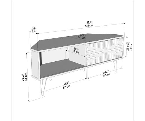 TV laud Mora - Walnut, White