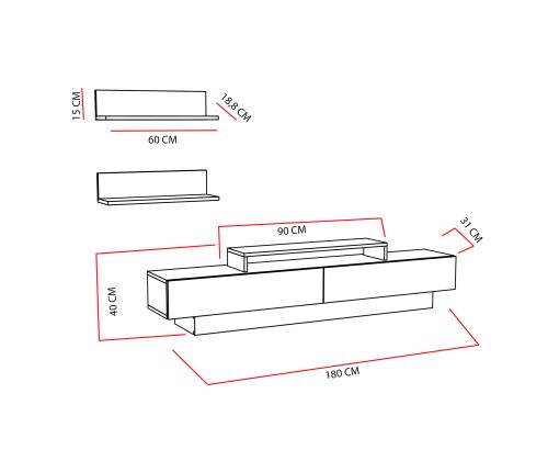 TV laud Lusi - White, Teak