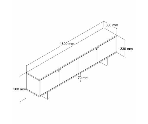 TV laud Istemi - Walnut, Travertine