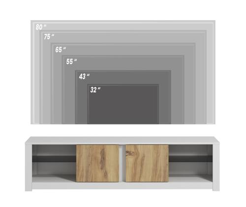 TV laud Aydos - White, Oak