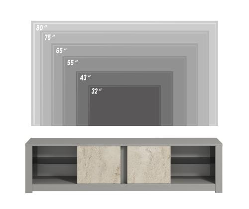 TV laud Aydos - Grey, Travertine