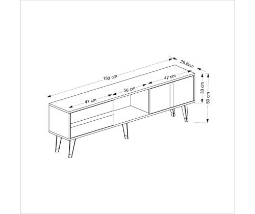 TV laud Vania Fireplace - Anthracite, Gold