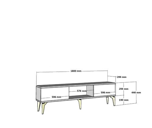 TV laud Defne - White, Silver