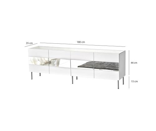 TV laud Leon - White, Silver