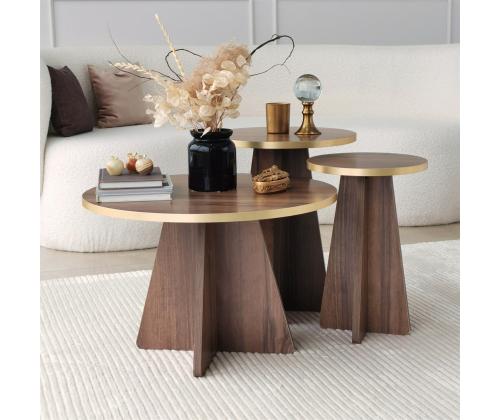 Kohvilaud Mushroom 2 - Gold, Walnut