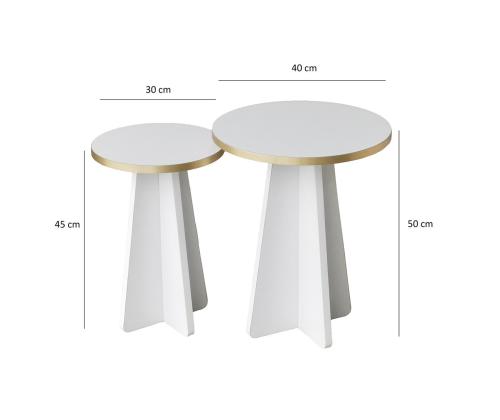 Kohvilaud Mushroom 2 - Gold, White