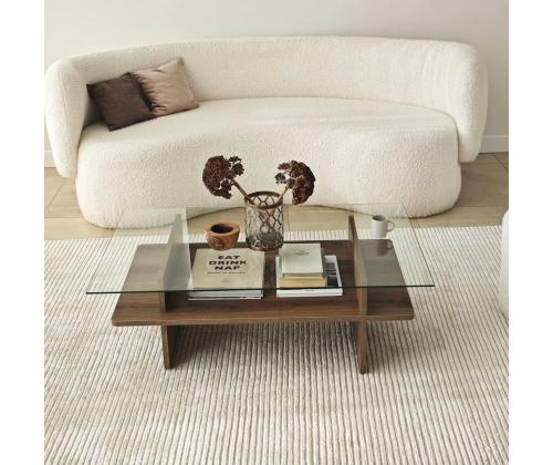 Kohvilaud Saga Rectangle - Walnut, Transparent