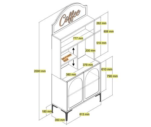 Kohvilaud Lyon 80 - Cream, Black
