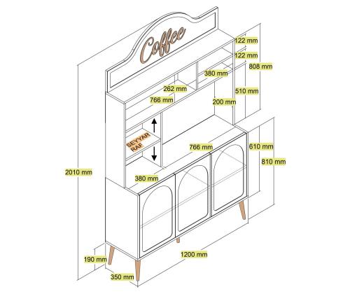 Kohvilaud Lyon 120 - White, Gold