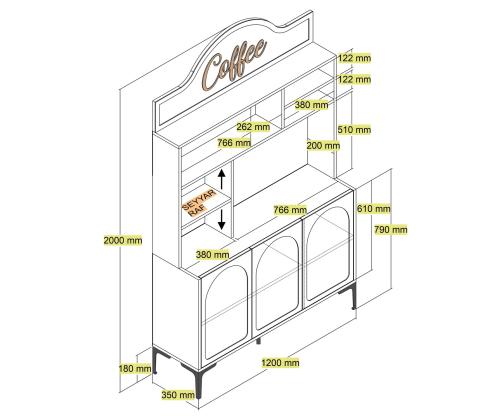 Kohvilaud Lyon 120 - White, Black