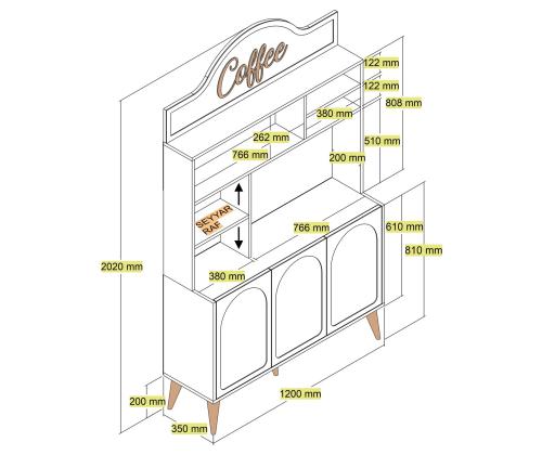 Kohvilaud Lyon 120 - White, Walnut