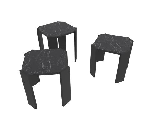 Kohvilaud Lori - Black, Marble
