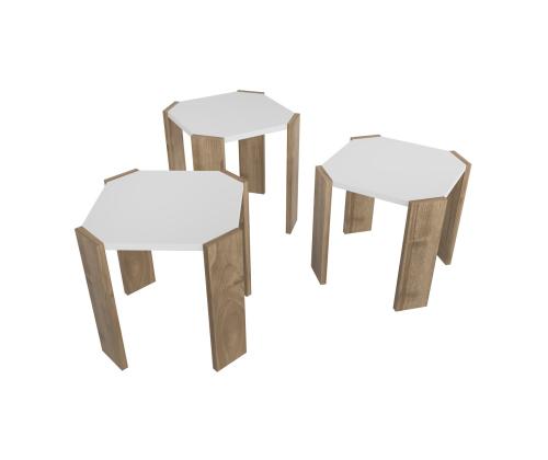 Kohvilaud Lori - White, Walnut