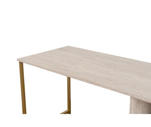 Twin Study Desk - Travertine, Gold