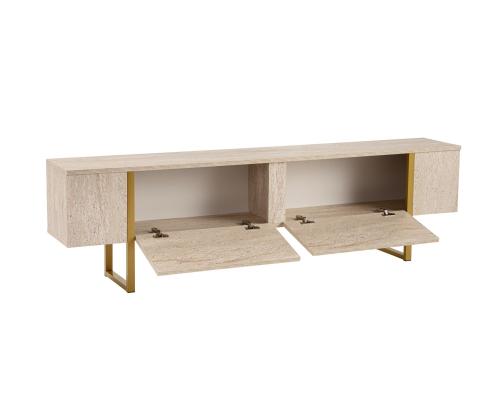 TV laud Serenity - Travertine, Gold
