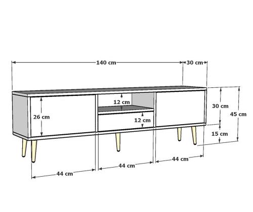 TV laud 1311-DROP-32 - White, Black, Silver