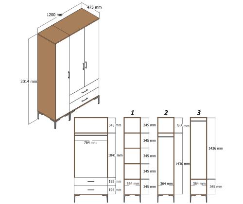 Kumsal ST - Walnut, White