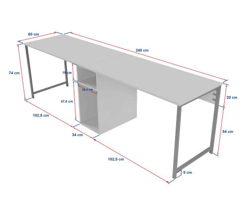 Twin Study Desk - Travertine, Gold