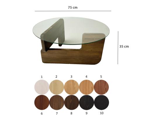 Kohvilaud Mia - Walnut, Transparent