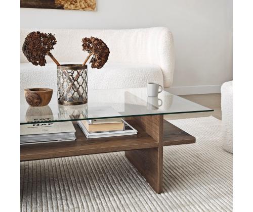 Kohvilaud Saga Rectangle - Walnut, Transparent