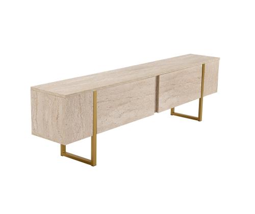 TV laud Serenity - Travertine, Gold