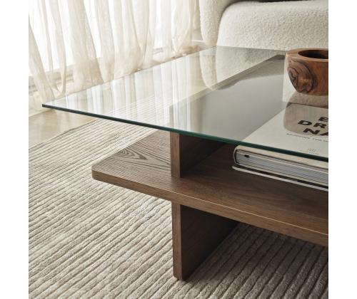 Kohvilaud Saga Rectangle - Walnut, Transparent