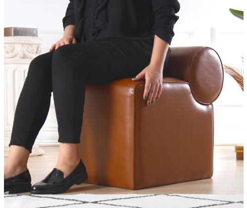 Rohin Deri Puf - Brown