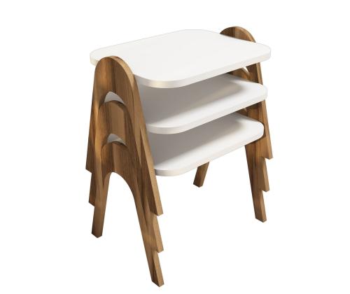 Mööblikomplekt lauad Paris - Walnut, White