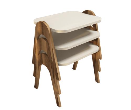 Mööblikomplekt lauad Paris - Walnut, Cream