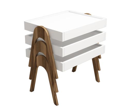 Mööblikomplekt lauad Roma - Walnut, White