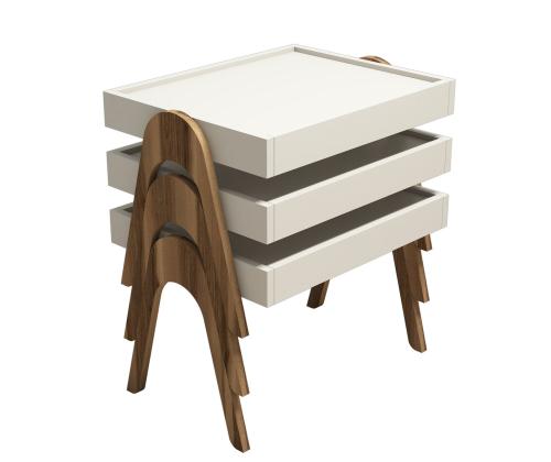 Mööblikomplekt lauad Roma - Walnut, Cream