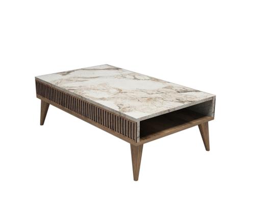 Kohvilaud Milan - Walnut, White Marble