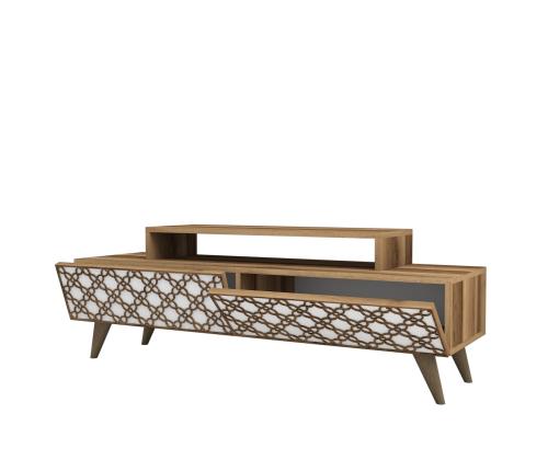 TV laud City - Walnut, White