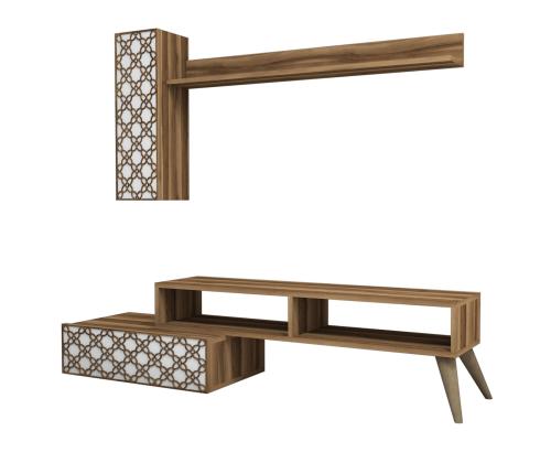 TV laud Planet - Walnut, White