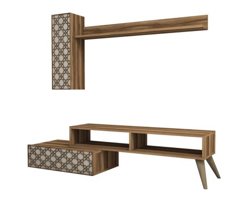 TV laud Planet - Walnut, Cream