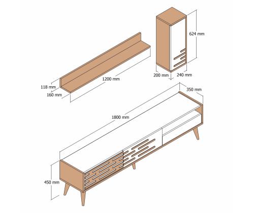 TV laud Valensiya - Walnut, White