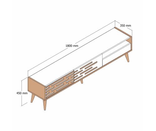 TV laud Valensiya - Walnut, White, Marble