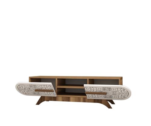 TV laud Defne - Walnut White