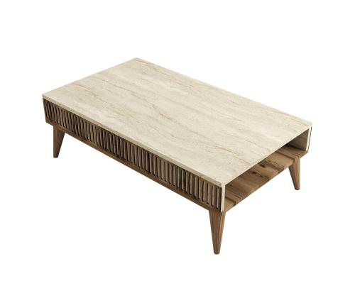 Kohvilaud Milan - Walnut, Travertine