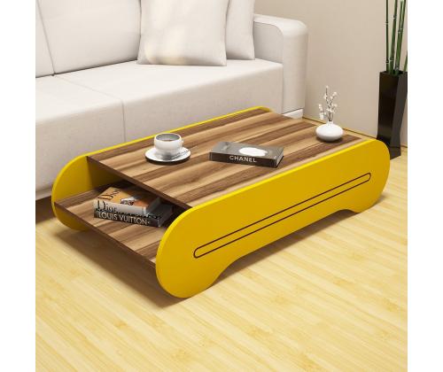 Kohvilaud Cool - Walnut, Yellow