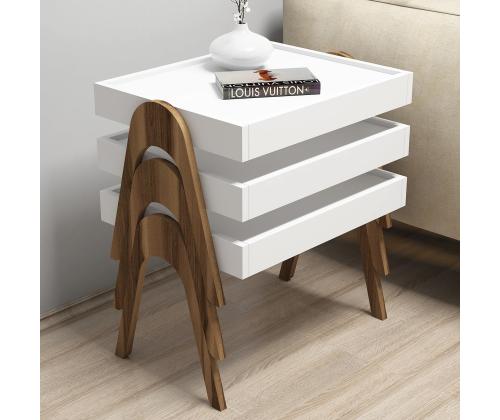 Mööblikomplekt lauad Roma - Walnut, White