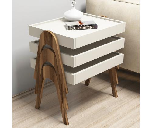 Mööblikomplekt lauad Roma - Walnut, Cream