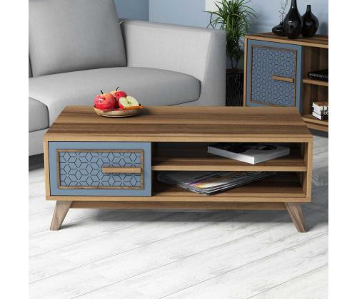 Kohvilaud Ayla - Walnut, Blue