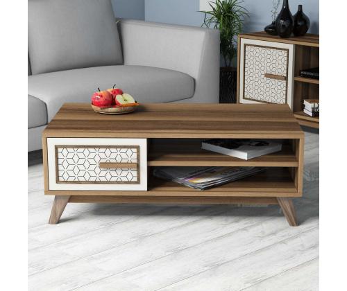 Kohvilaud Ayla - Walnut, Cream