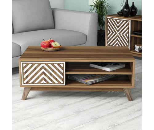 Kohvilaud Inci - Walnut, White