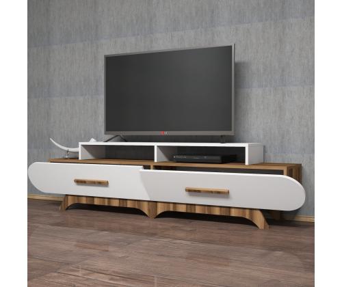 TV laud Flora - Walnut, White