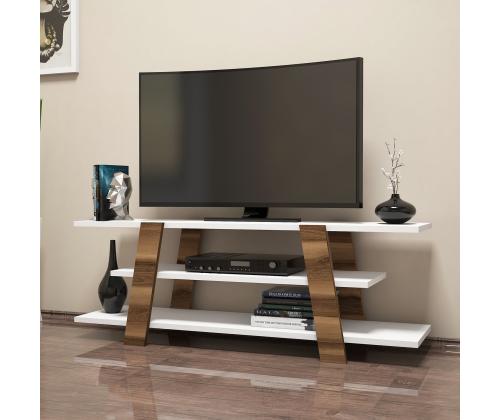 TV laud Flower - Walnut, White