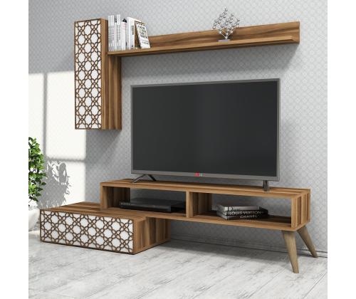 TV laud Planet - Walnut, White