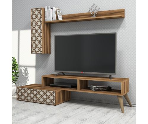 TV laud Planet - Walnut, Cream